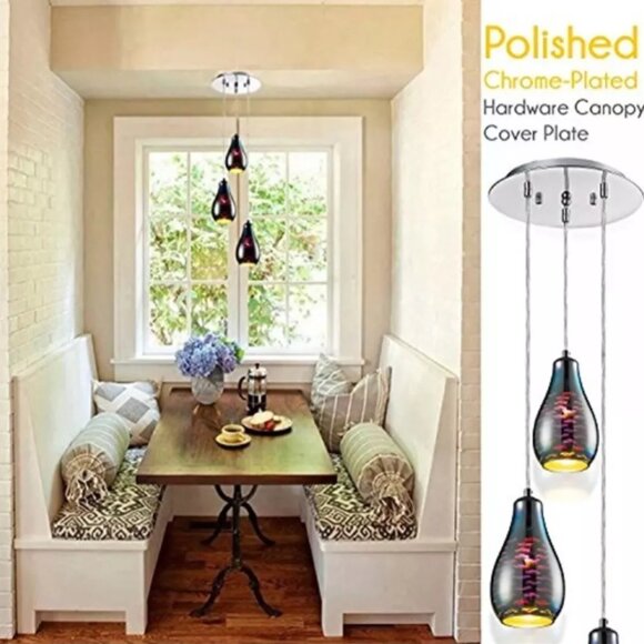 Serenelife SLLMP37 3D Art Adjustable Three Dome Glass DECO Pendant Light RT$200 - Picture 4 of 5